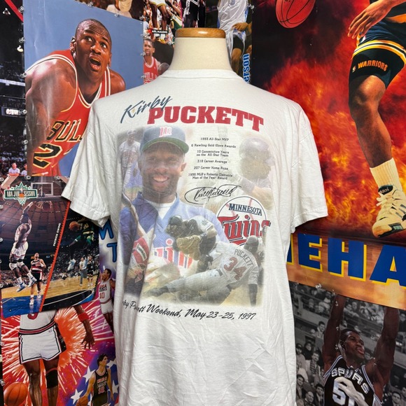 Vintage 90s Minnesota Twins Kirby Puckett Hall of Fame MLB T Shirt Sz XL